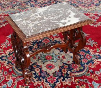 Small Table - marble, solid walnut wood - 1890